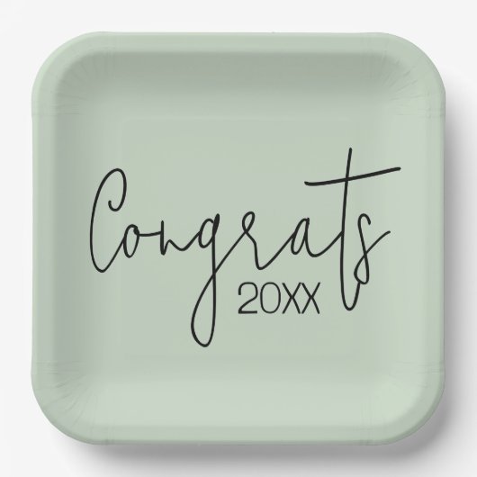 卒業おめでとうオンセージグリーン ペーパープレート (正面)