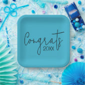 卒業おめでとうオンティール（緑がかった色） ペーパープレート (パーティー)