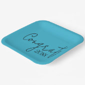 卒業おめでとうオンティール（緑がかった色） ペーパープレート (傾斜あり)