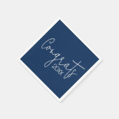 卒業おめでとうオンネイビーブルー スタンダードカクテルナプキン (角)