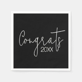 卒業おめでとうオンブラック スタンダードカクテルナプキン