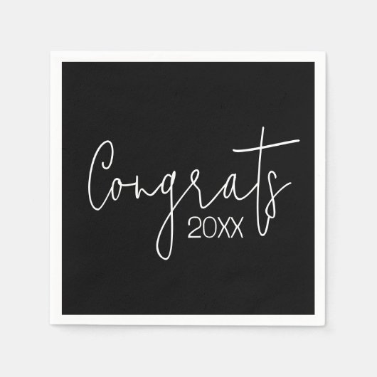 卒業おめでとうオンブラック スタンダードカクテルナプキン (正面)