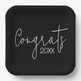 卒業おめでとうオンブラック ペーパープレート