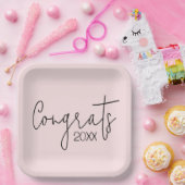 卒業おめでとうオン赤面ピンク ペーパープレート (パーティー)