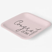 卒業おめでとうオン赤面ピンク ペーパープレート (傾斜あり)