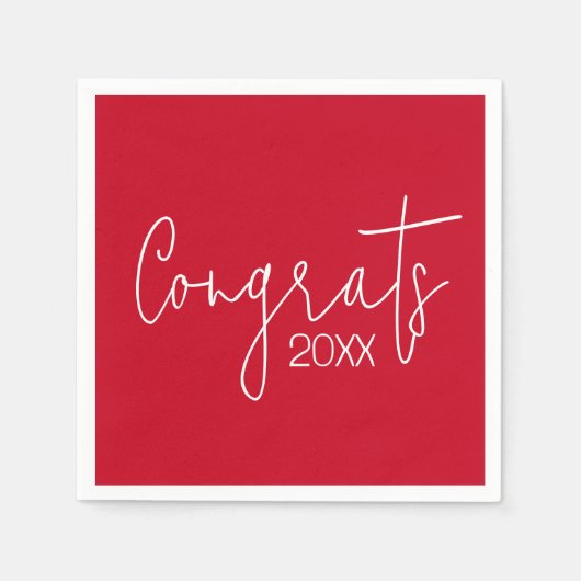 卒業おめでとうオン赤 スタンダードカクテルナプキン (正面)