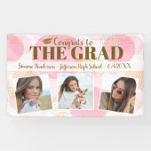 卒業おめでとうカスタム写真ピンク金ゴールドサイン 横断幕 (横)