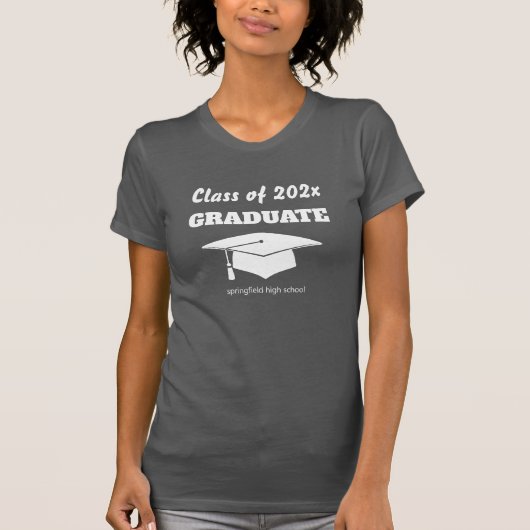 卒業おめでとうクラス ホワイトハット クラス年度 Tシャツ (正面)