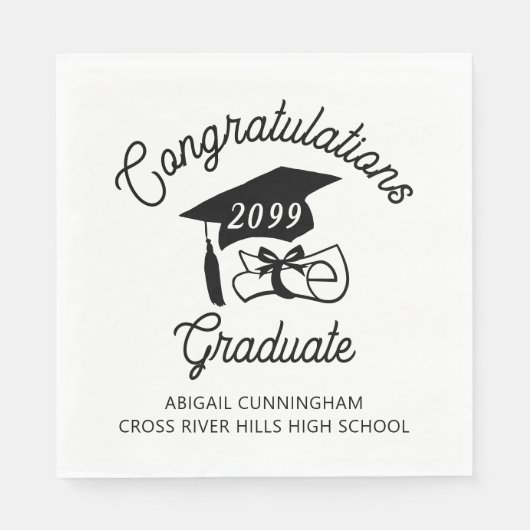卒業おめでとうグラッドキャップカスタムディプロマ色 スタンダードランチョンナプキン (正面)