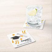 卒業おめでとうグラッドキャップディプロマスターズカスタムズ スクエアペーパーコースター (インサイチュ)