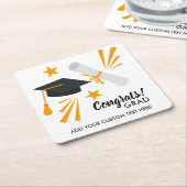 卒業おめでとうグラッドキャップディプロマスターズカスタムズ スクエアペーパーコースター (アングル)
