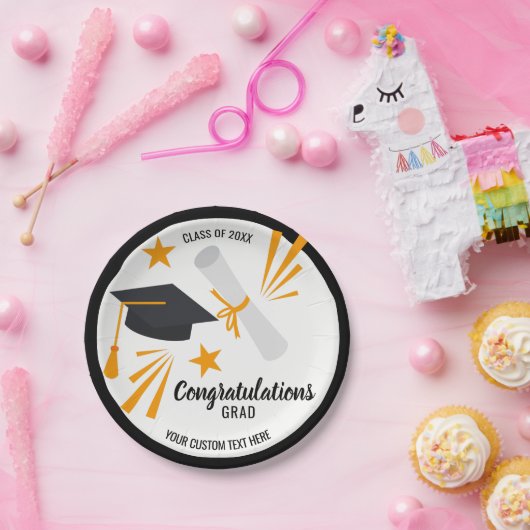 卒業おめでとうグラッドキャップディプロマスターズカスタムズ ペーパープレート (パーティー)