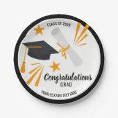 卒業おめでとうグラッドキャップディプロマスターズカスタムズ ペーパープレート (正面)