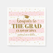 卒業おめでとうグラード金ゴールドグリッターストライプー スタンダードカクテルナプキン (正面)