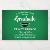 卒業おめでとうグリーンホワイトブラックミニスプリット スパークリングワインラベル (シングルラベル)