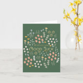 卒業おめでとうグリーン花柄ラッキーカード カード (黄色い花)