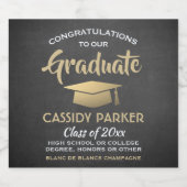 卒業おめでとうシャルボードブラック金ゴールド&ホワイト スパークリングワインラベル (シングルラベル)