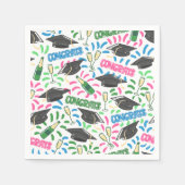 卒業おめでとうシャンパンカラフル紙吹雪 スタンダードカクテルナプキン (正面)