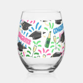 卒業おめでとうシャンパンカラフル紙吹雪 ステムなしワイングラス (左)