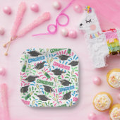 卒業おめでとうシャンパンカラフル紙吹雪 ペーパープレート (パーティー)