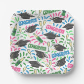 卒業おめでとうシャンパンカラフル紙吹雪 ペーパープレート (正面)