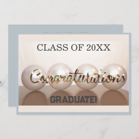 卒業おめでとうシルバー風船 招待状 (正面/裏面)