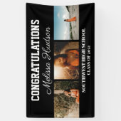 卒業おめでとうスクリプト3写真黒 横断幕 (縦)