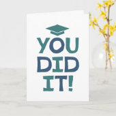 卒業おめでとうティール(緑がかった色)海軍 カード (黄色い花)