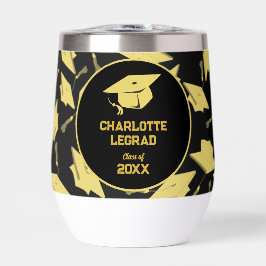 卒業おめでとうパーソナライズされたブラック金ゴールド