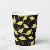 卒業おめでとうパーソナライズされたブラック金ゴールド 紙コップ (裏面)