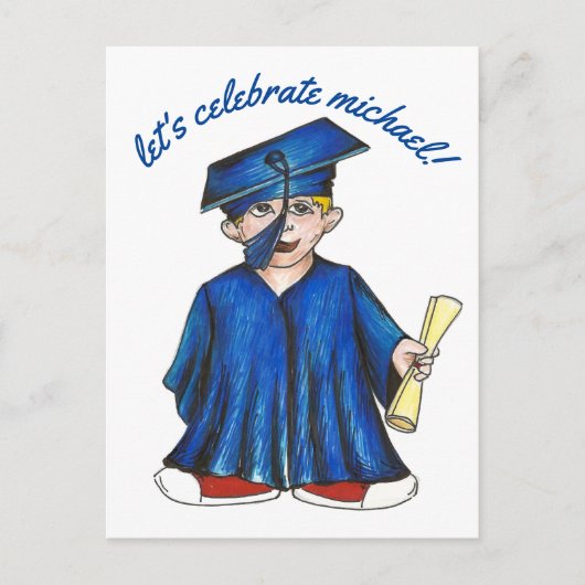 卒業おめでとうパーティーの招待状 インビテーションポストカード (正面)