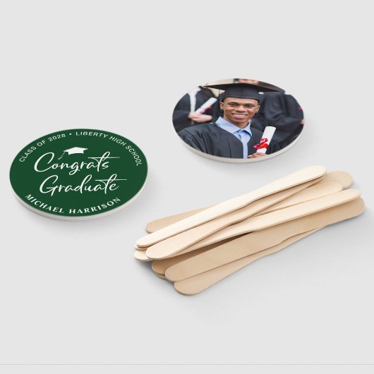 卒業おめでとうフォトグリーン ハンドファン (組立なし)