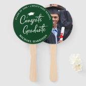 卒業おめでとうフォトグリーン ハンドファン (正面&裏面)