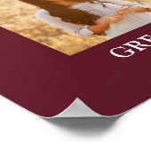 卒業おめでとうフォトコラージュマルーン&ホワイト ポスター (角)