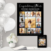 卒業おめでとうフォトコラージュモダンブラック ポスター