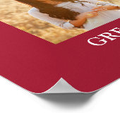 卒業おめでとうフォトコラージュモダン赤白 ポスター (角)