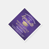 卒業おめでとうブラシ付き紫金ゴールドと白 スタンダードカクテルナプキン (角)