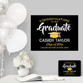 卒業おめでとうブラック金ゴールドイエローとホワイト ポスター