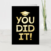 卒業おめでとうブラック金ゴールド 箔グリーティングカード (正面)