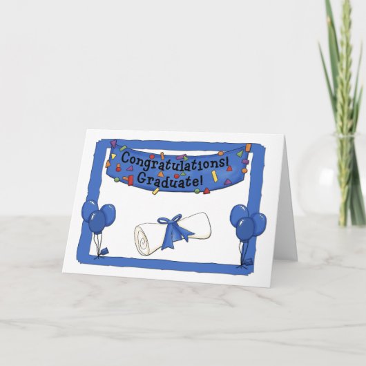 卒業おめでとうブルー カード (正面)