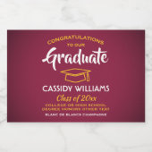 卒業おめでとうマルーン金ゴールドイエローミニスプリット スパークリングワインラベル (シングルラベル)