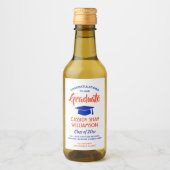 卒業おめでとうモダンオレンジとブルーミニ ワインラベル (正面)