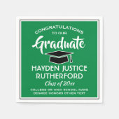 卒業おめでとうモダングリーンホワイトとブラック スタンダードカクテルナプキン (正面)