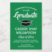 卒業おめでとうモダングリーンホワイトブラックミニ ワインラベル (シングルラベル)