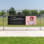 卒業おめでとうモダン写真黒 横断幕 (インサイチュ)