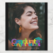 卒業おめでとうモダン ワインラベル (シングルラベル)