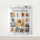 卒業おめでとう大きな写真コラージュ背景 タペストリー (正面)