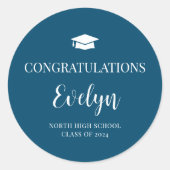 卒業おめでとう学校のカラー ラウンドシール (正面)