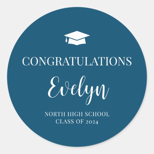 卒業おめでとう学校のカラー ラウンドシール (正面)