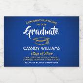 卒業おめでとう王室のブルーと金ゴールドミニスプリット スパークリングワインラベル (シングルラベル)